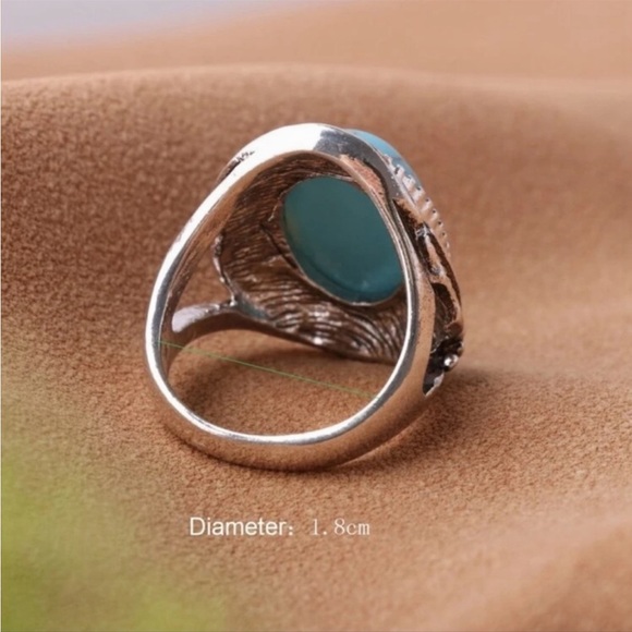 Boho Turquoise Silver Ring - Picture 11 of 12